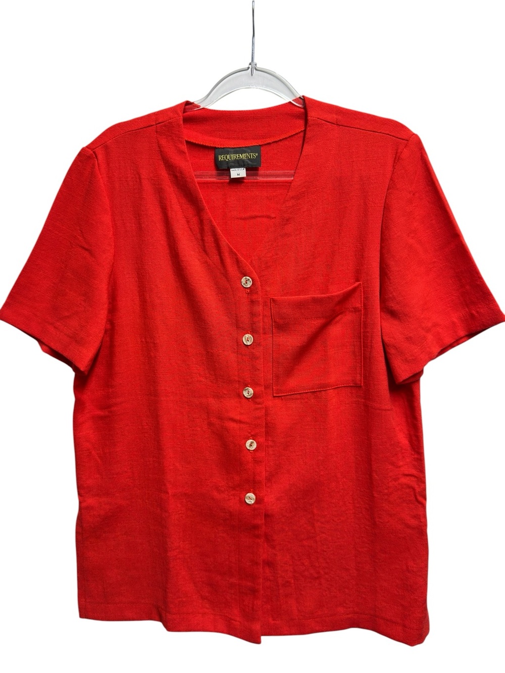 Pure Linen Knit Chambray Twill Chino Shirt Blouse